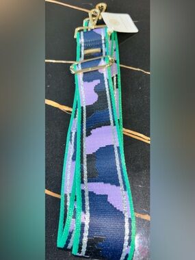 Hamilton Navy, Purple & black guitar Strap with gold Accents